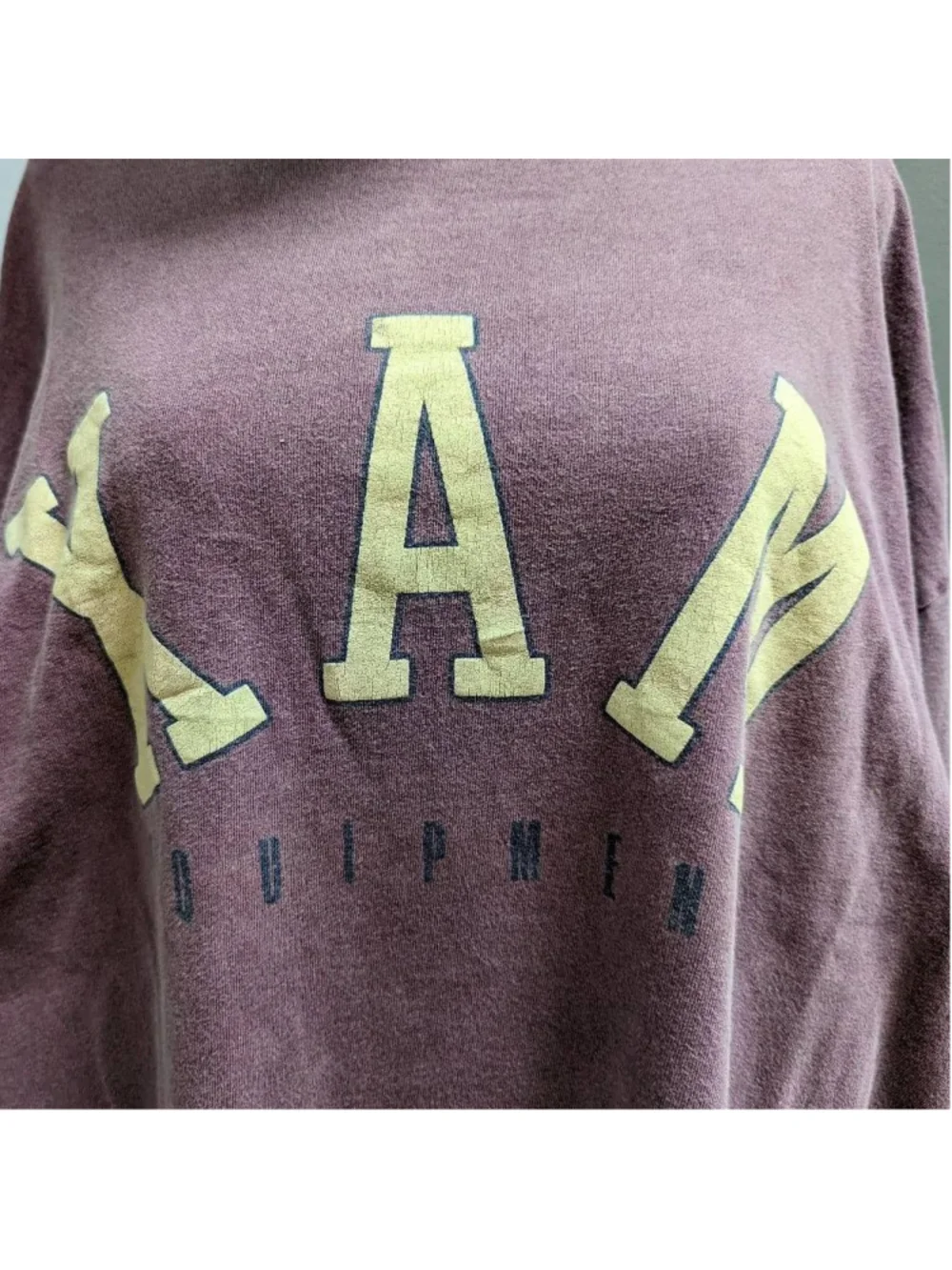 XAM Equipment Vintage 90s Garment Dyed Long Sleeve Plum Purple Top One Size